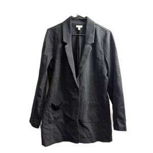 Women's Garnet Hill Gray Tencel/Wool Blend Single Button Blazer Size 10